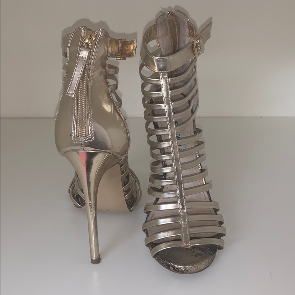 Steve Madden Champagne Caged Stilettos - 8